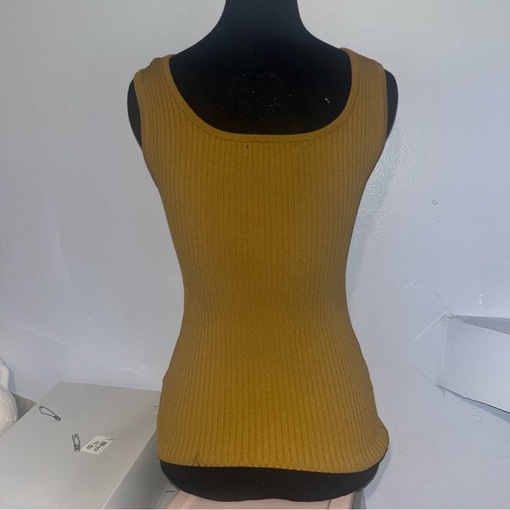 Mustard Yellow Ribbed Tank Top - Picture 3 of 4
